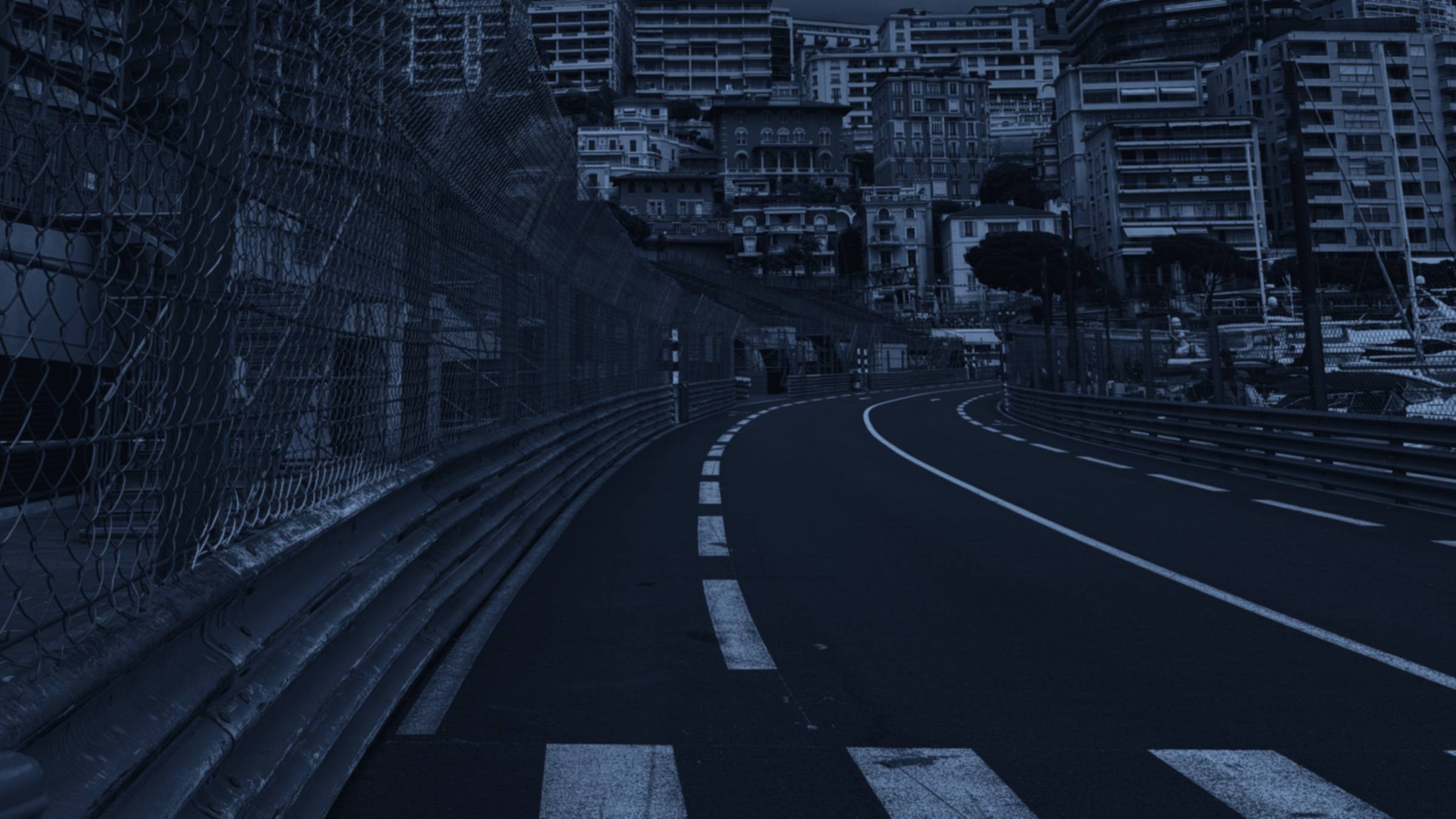 Street circuit at dusk